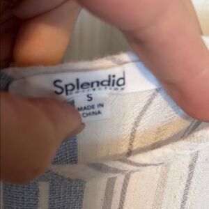 Splendid Blue and Cream Patterned Garment Dress with Pockets